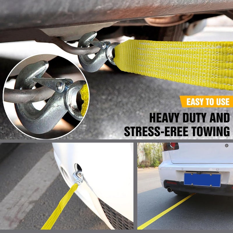 Digank Tow Strap with Hooks 2”x20’ 15,000 LBS, Tow Rope Metal Safety Hooks, Car Heavy Duty Recovery Rope for Trailers, Securing Items, and Farm Cleaning - Image 4
